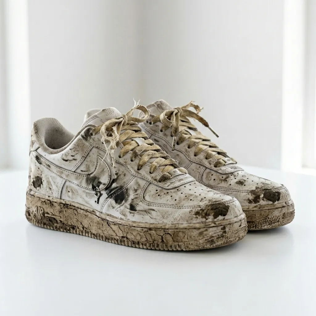 LaundriKart shoes cleaning before result - showing dirt and stains